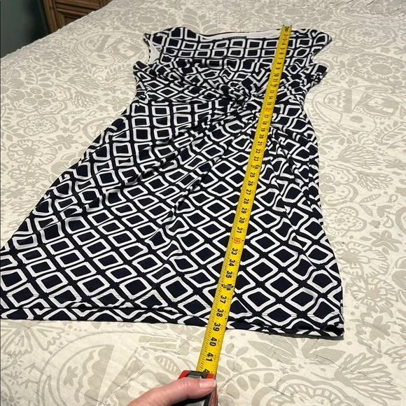 Ralph Lauren Blue and White Geometric Midi Dress - Picture 7 of 10